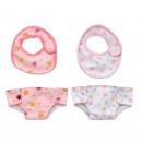 Dolls World Fabric Bibs & Nappies 4 Pack For Dolls Up To 46cm