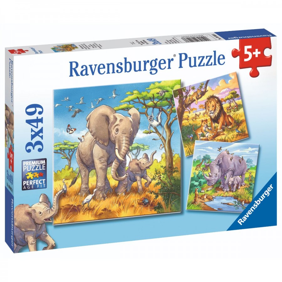 Ravensburger Puzzle 3x49 Piece Wild Animals