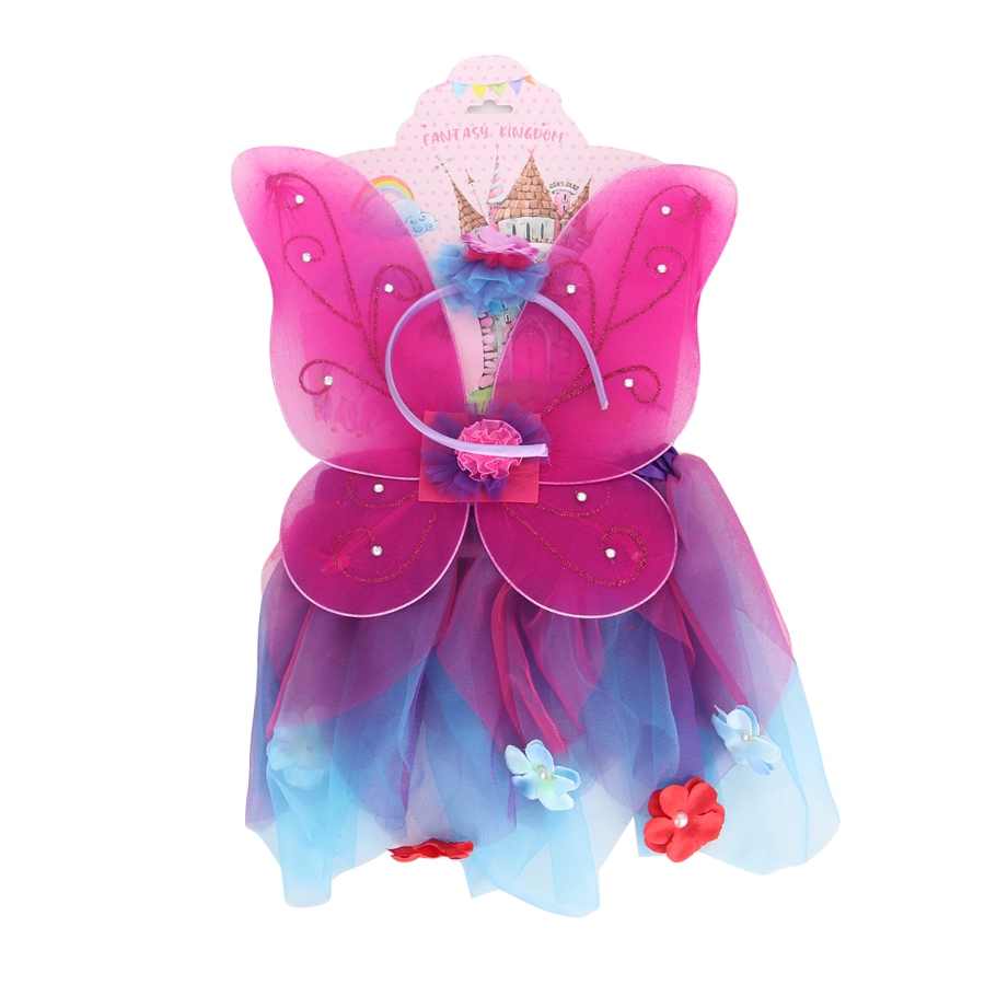 Fairy Skirt With Wings & Headband Pink Purple