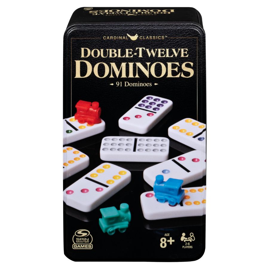 Cardinal Classics Dominoes Double 12 Colour Mexican Train In Tin