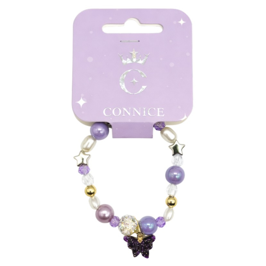 Kids Beads Bracelet Mixed Shapes With Glitter Butterfly