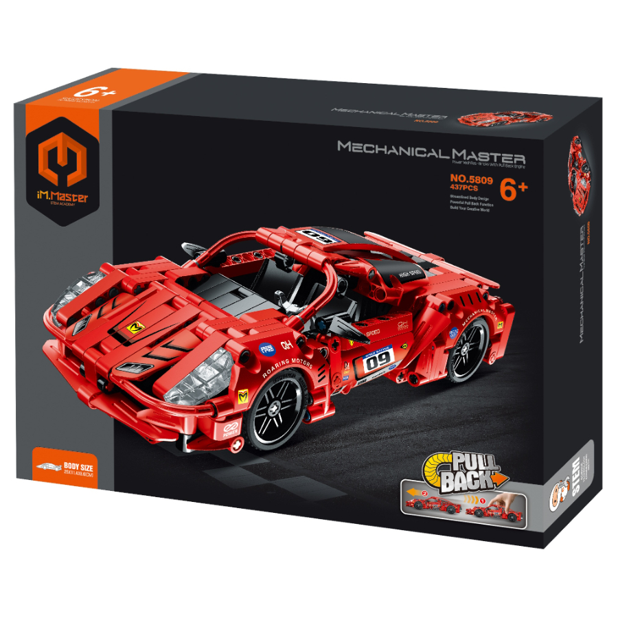 Mechanical Master Super Car Kit With Pull Back Function Red 437 Pieces