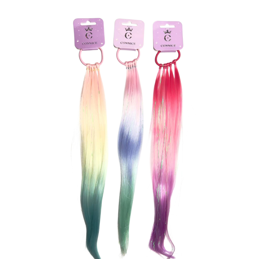 Kids Hair Extensions Shiny Straight Ponytail Assorted