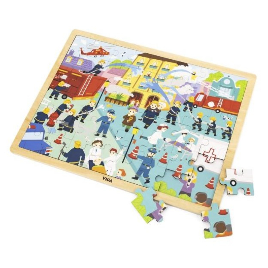 Wooden Puzzle Emergency Services 48 Piece