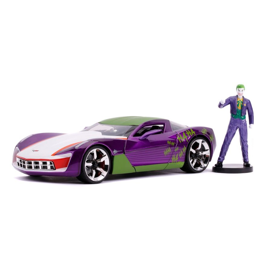 Jada Diecast 1:24 Joker 2009 Corvette Stingray With Figure
