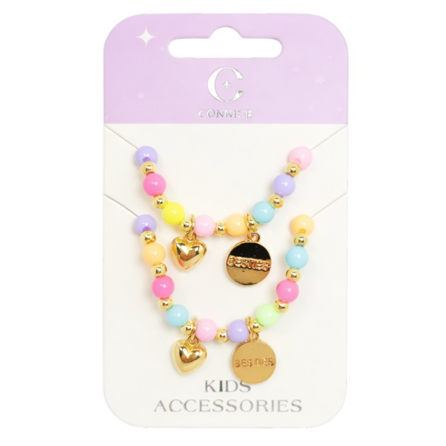 Kids Beads Bracelet Rainbow Bestie With Metal Accessory