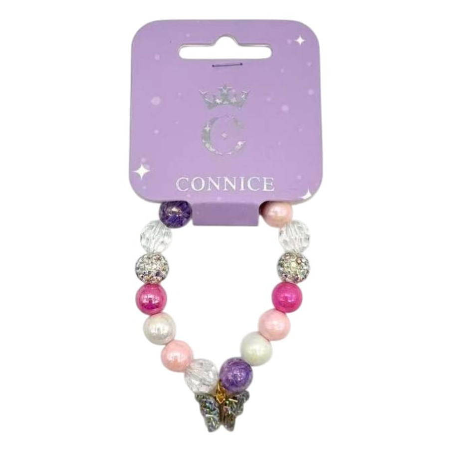Kids Beads Bracelet With Shiny Butterfly