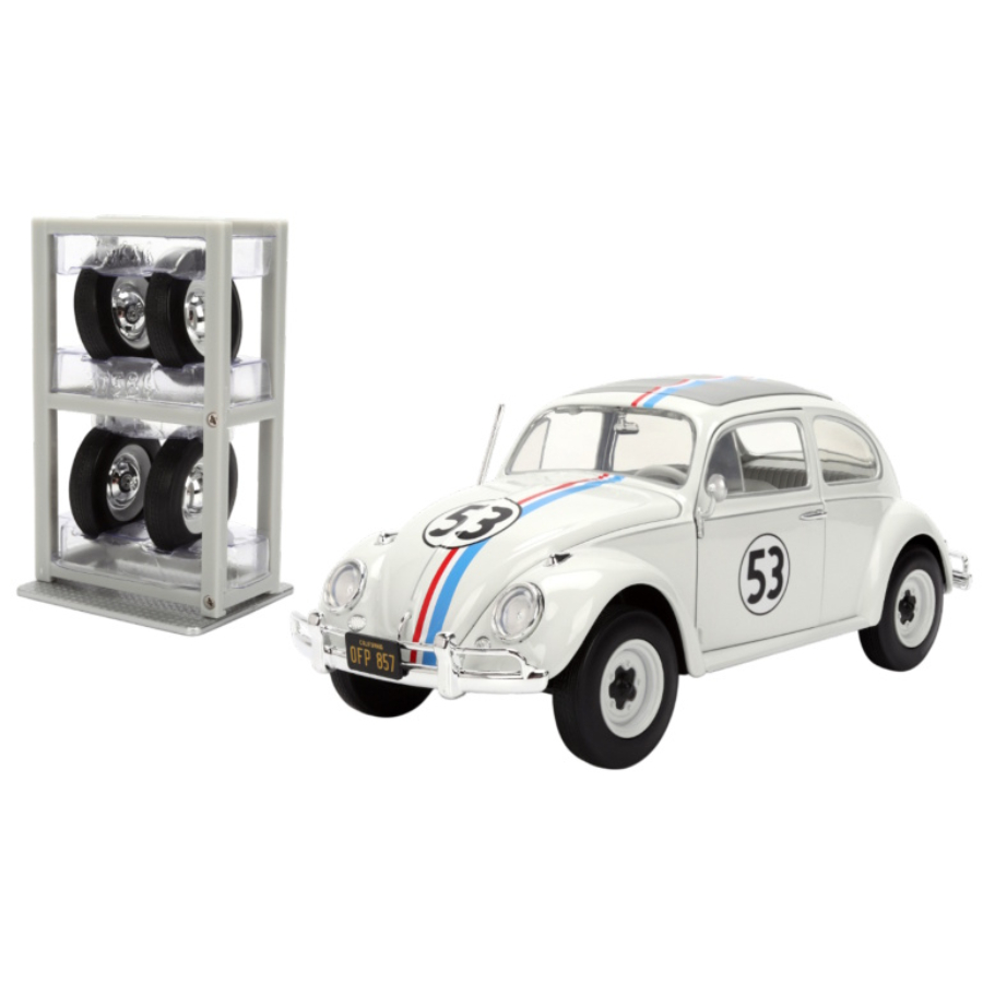 Jada Diecast 1:24 Herbie the Lovebug VW Beetle With Rack & Wheels