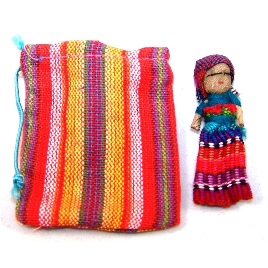 Worry Doll In Textile Bag