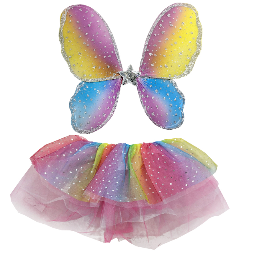 Fairy Tutu & Wing Set Sparkle Rainbow