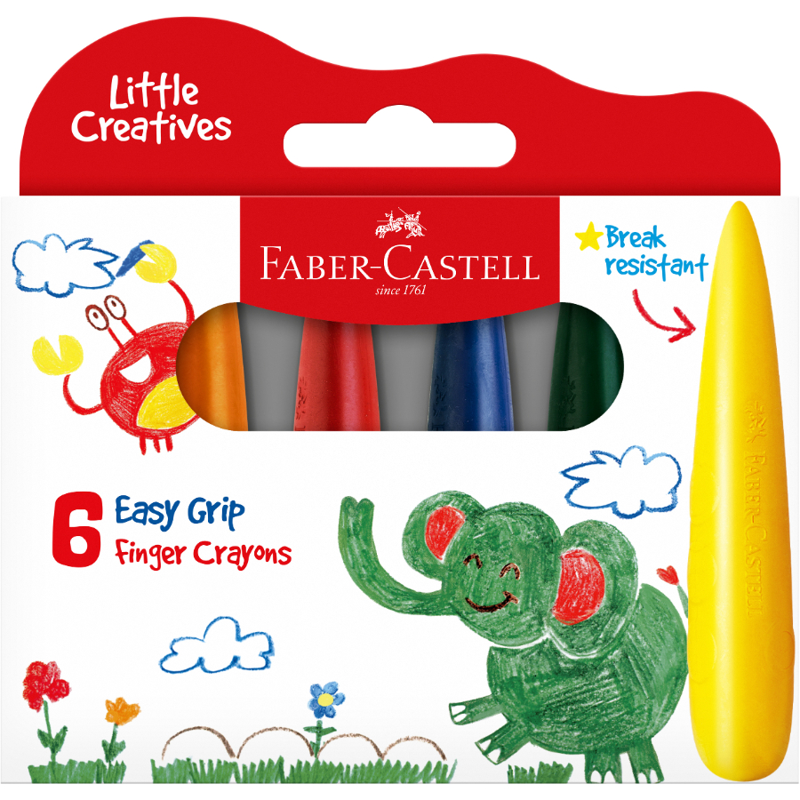 Faber Castell Little Creatives Easy Grip Finger Crayon 6 Pack