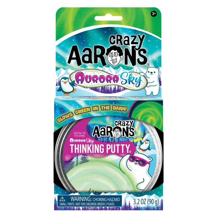 Crazy Aarons Thinking Putty 10cm Tin Aurora Sky Glowbrights