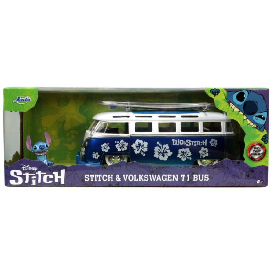 Jada Diecast 1:24 Lilo & Stitch 1962 Volkswagen Bus With Stitch Figure