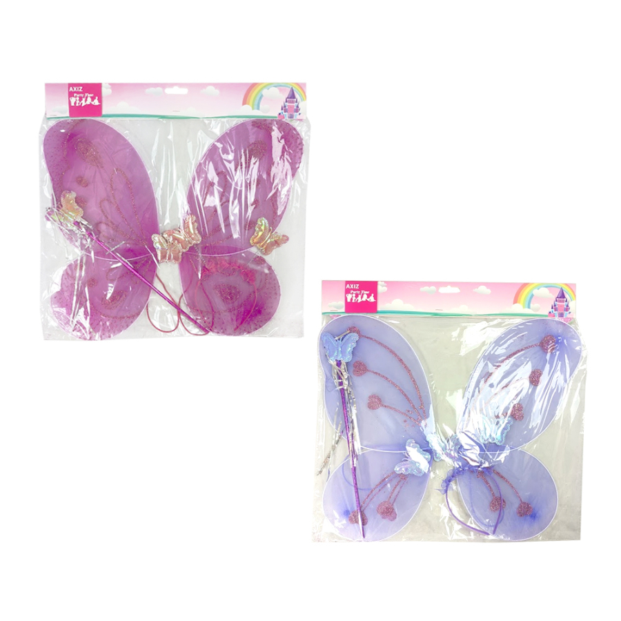 Fairy Wing Set Purple Butterfly With Wand & Headband