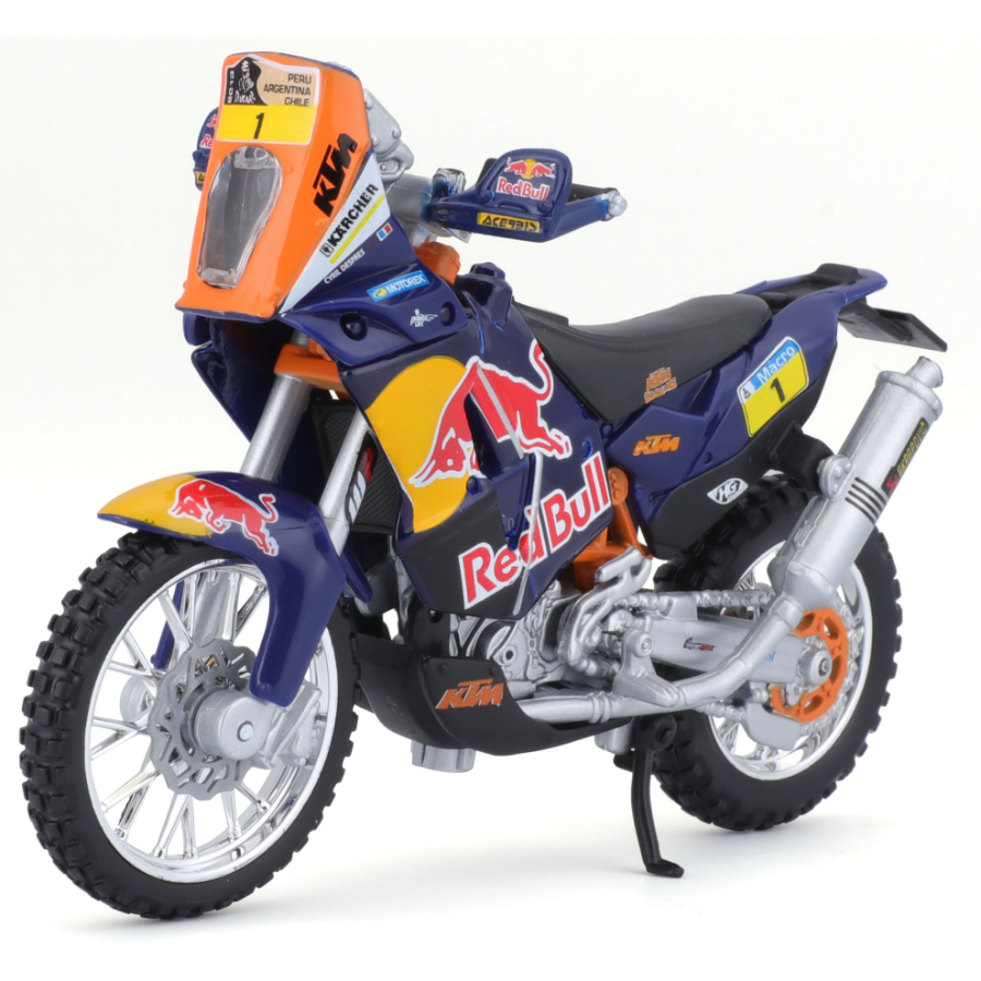 Bburago Diecast 1:18 Dirt Bike KTM 450 Dakar Rally Red Bull No 1