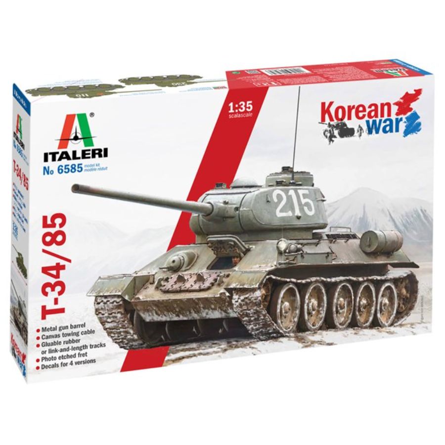 Italeri Model Kit 1:35 T-34 85 Korean War With Metal Barrel