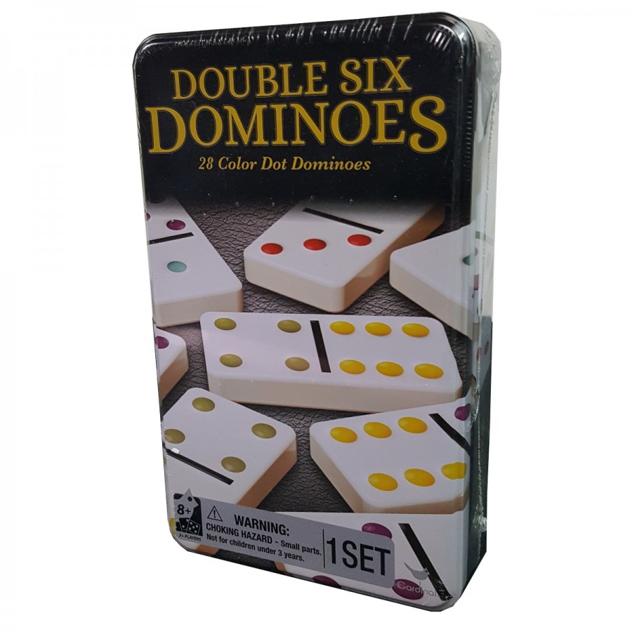 Cardinal Dominoes Double 6 Colour In Tin