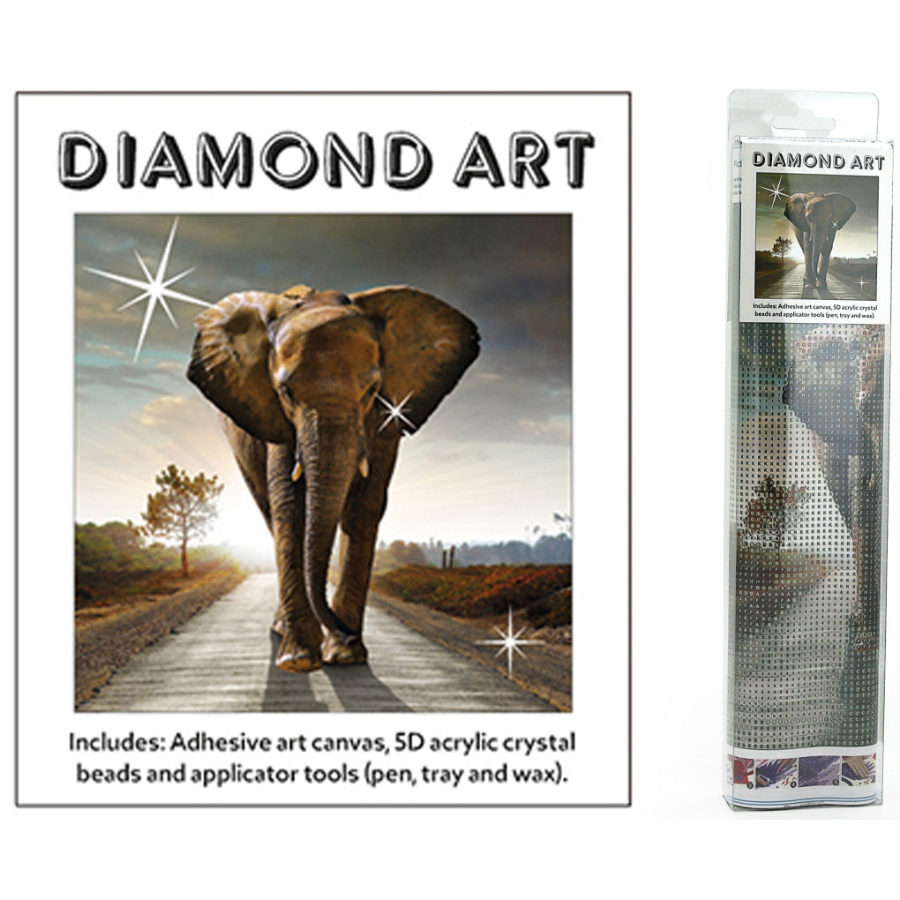 Diamond Art Kit 30cm x 30cm Elephant On Road