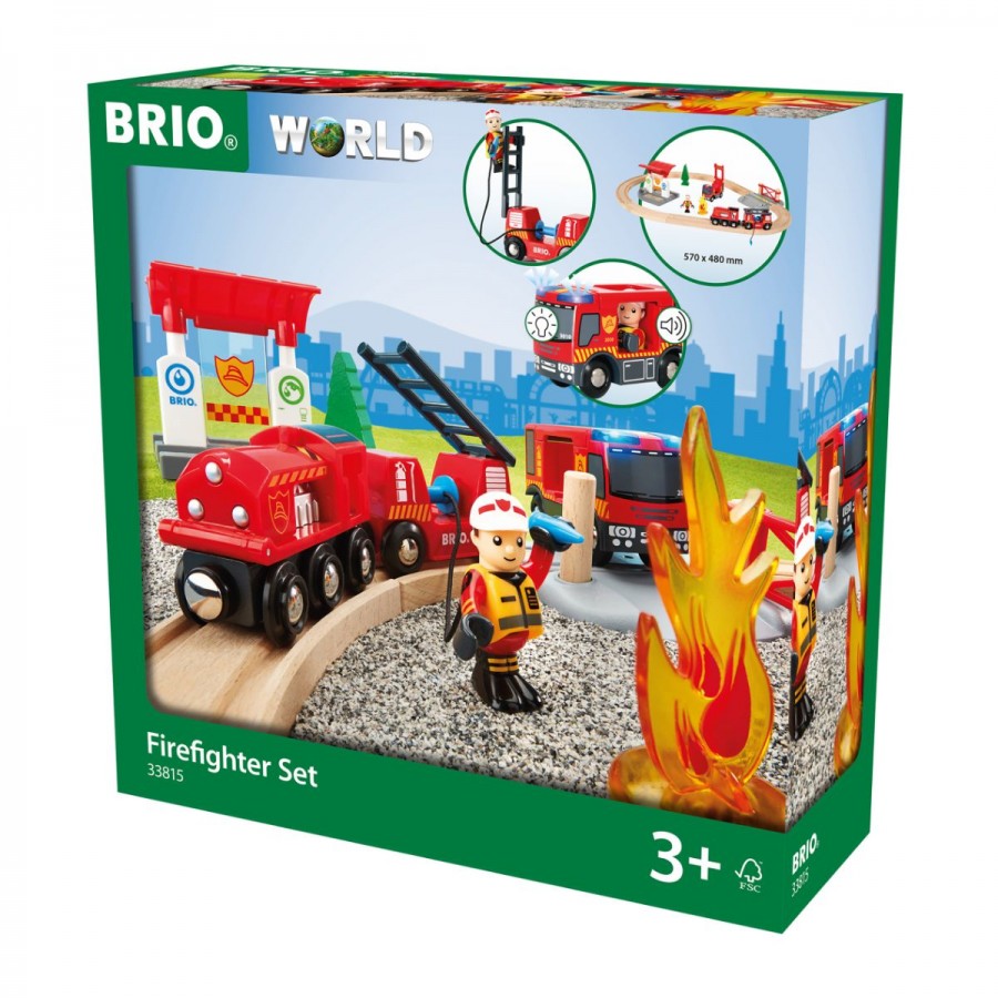 Brio Wooden Train Set Firefighter 18 Pieces