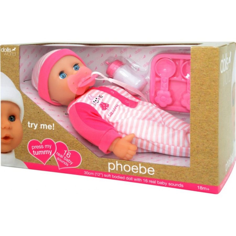 Dolls World Soft Bodied Doll Phoebe With Sounds 30cm