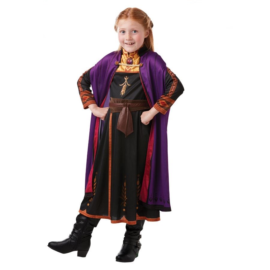 Frozen 2 Anna Classic Travelling Kids Dress Up Costume Size 3-5