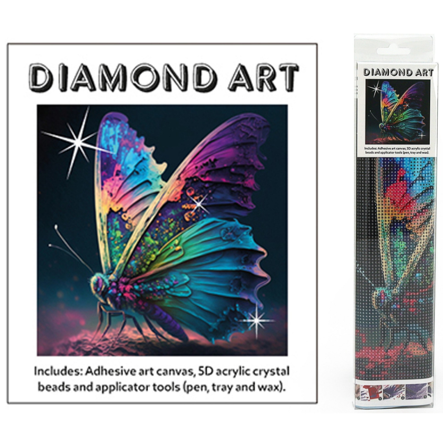 Diamond Art Kit 30cm x 30cm Colourful Butterfly