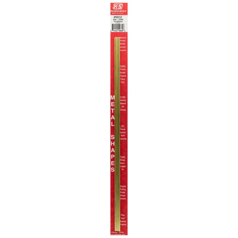 K&S Brass Round Tube 2.0 ODx300mm 0.22 Wall M0082 4 Pack