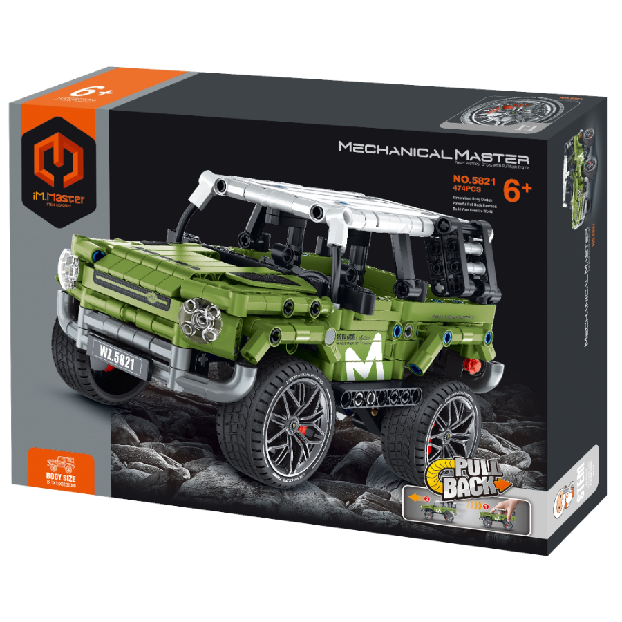 Mechanical Master Offroader With Pull Back Function Green 474 Pieces