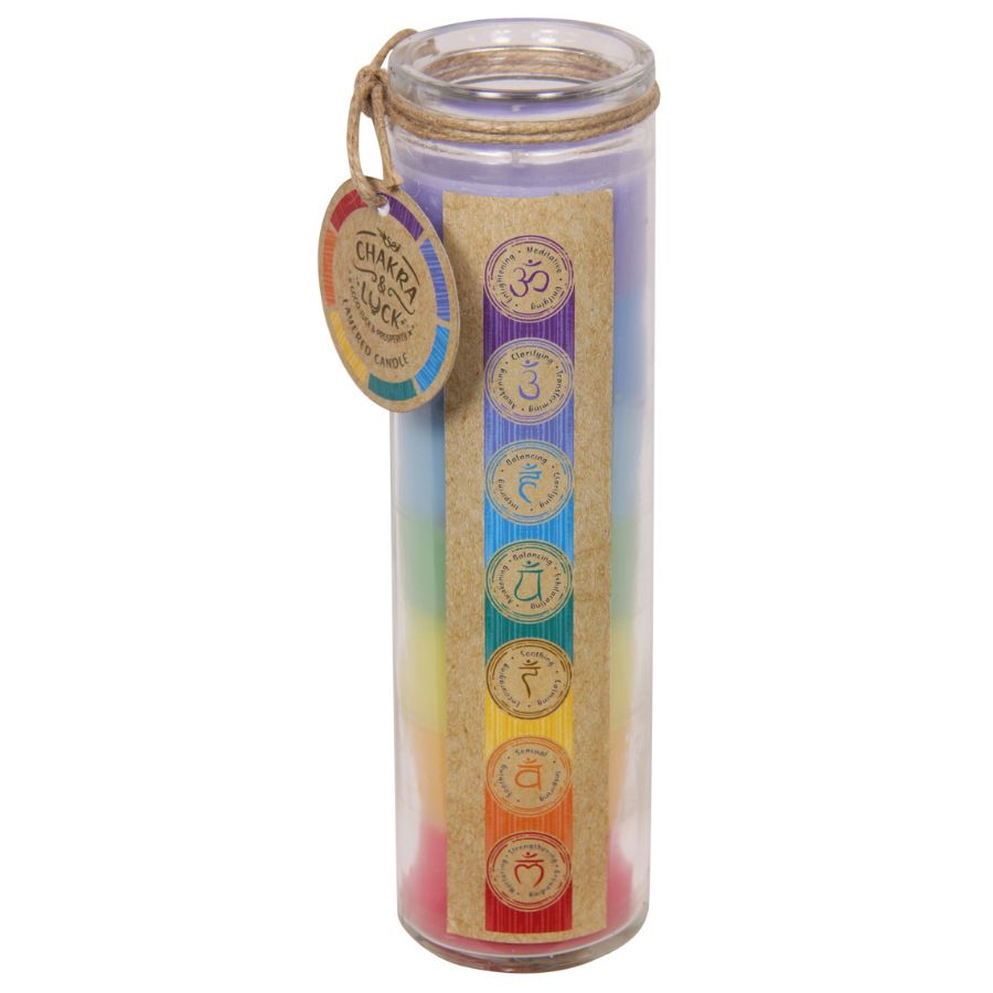 Chakra 7 Layered Rainbow Candle In Glass