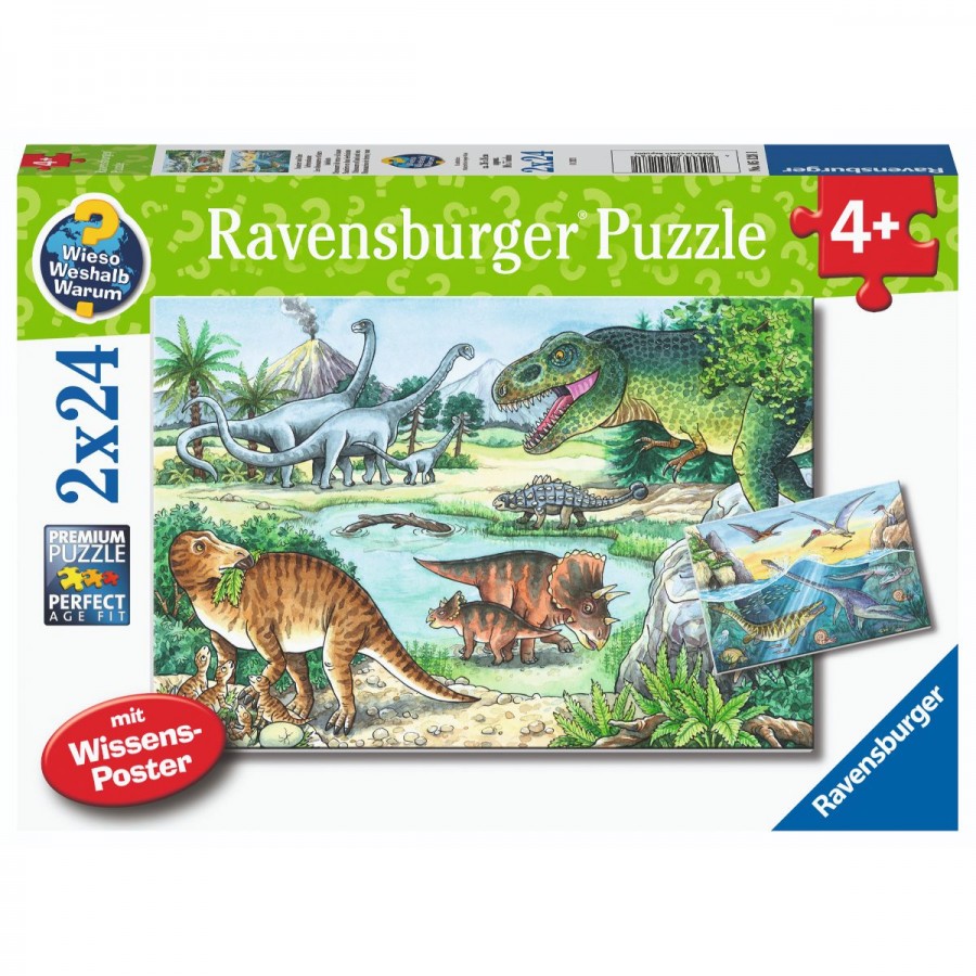 Ravensburger Puzzle 2x24 Piece Dinosaurs Of Land & Sea