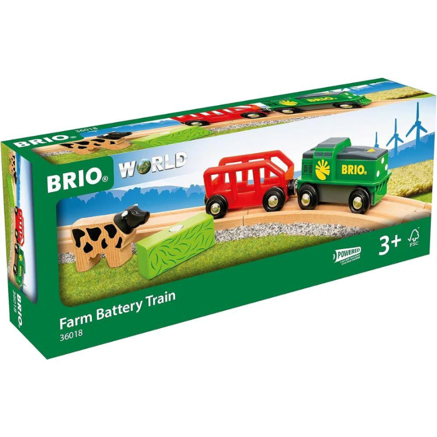 Brio Wooden Train Vehicle Farm Train 4 Pieces Battery Operated