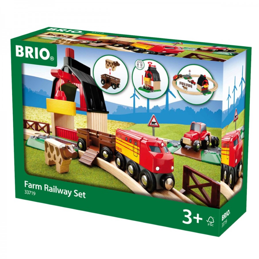 Brio Wooden Train Set Farm Railway 20 Piece