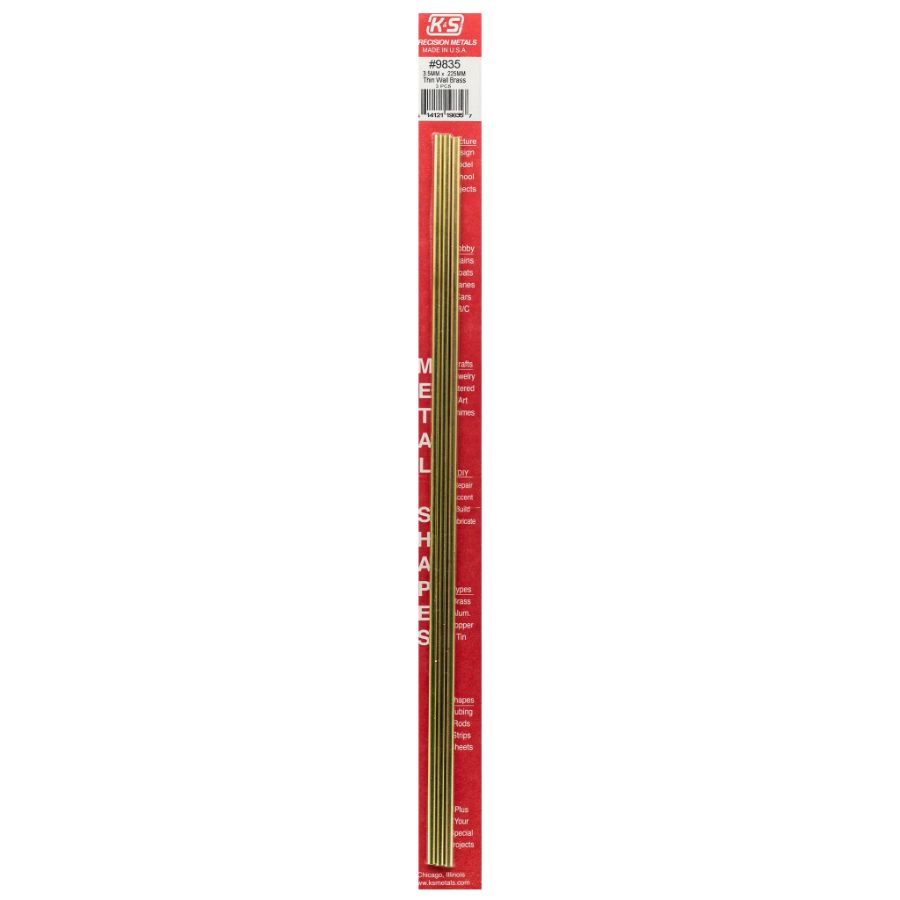 K&S Brass Round Tube 3.5 ODx300mm 0.22 Wall M0085 3 Pack