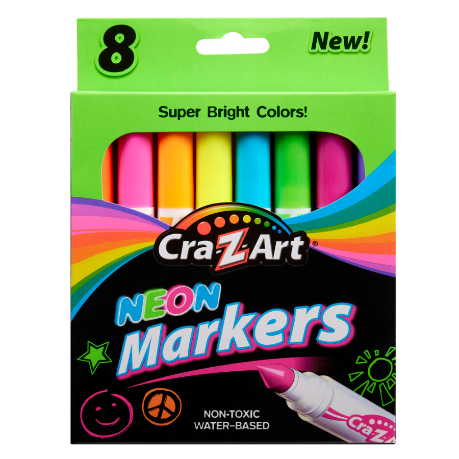 CraZArt Stationery Marker 8 Pack Neon Colours