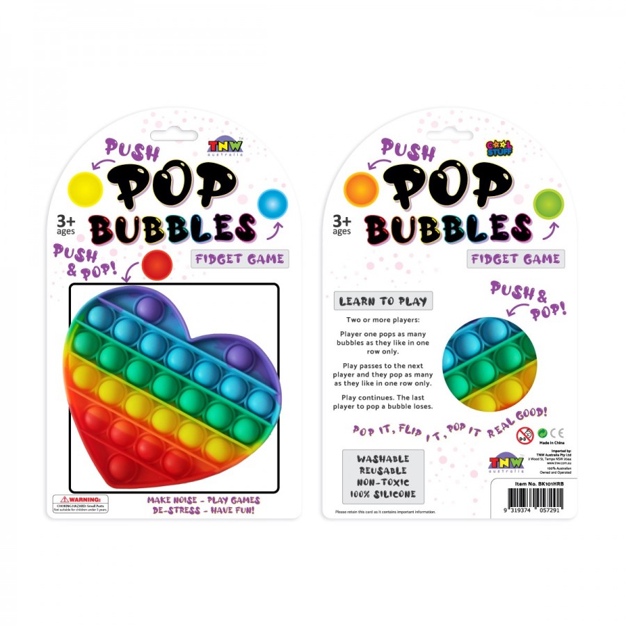 Pop Bubble Pop It Heart Rainbow
