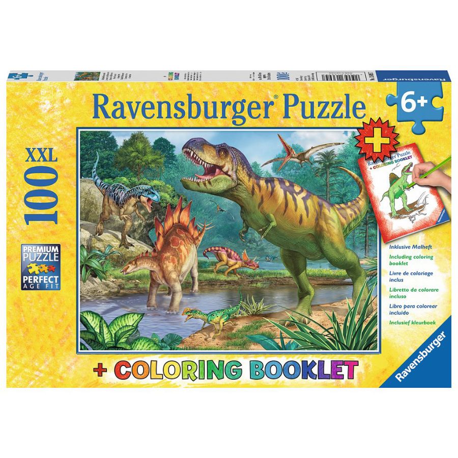 Ravensburger World Of Dinosaurs 100 Piece Puzzle & Coloring Book