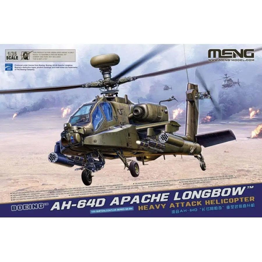 Meng Model Kit 1:35 Boeing AH-64D Apache Longbow Heavy Attack Helicopter