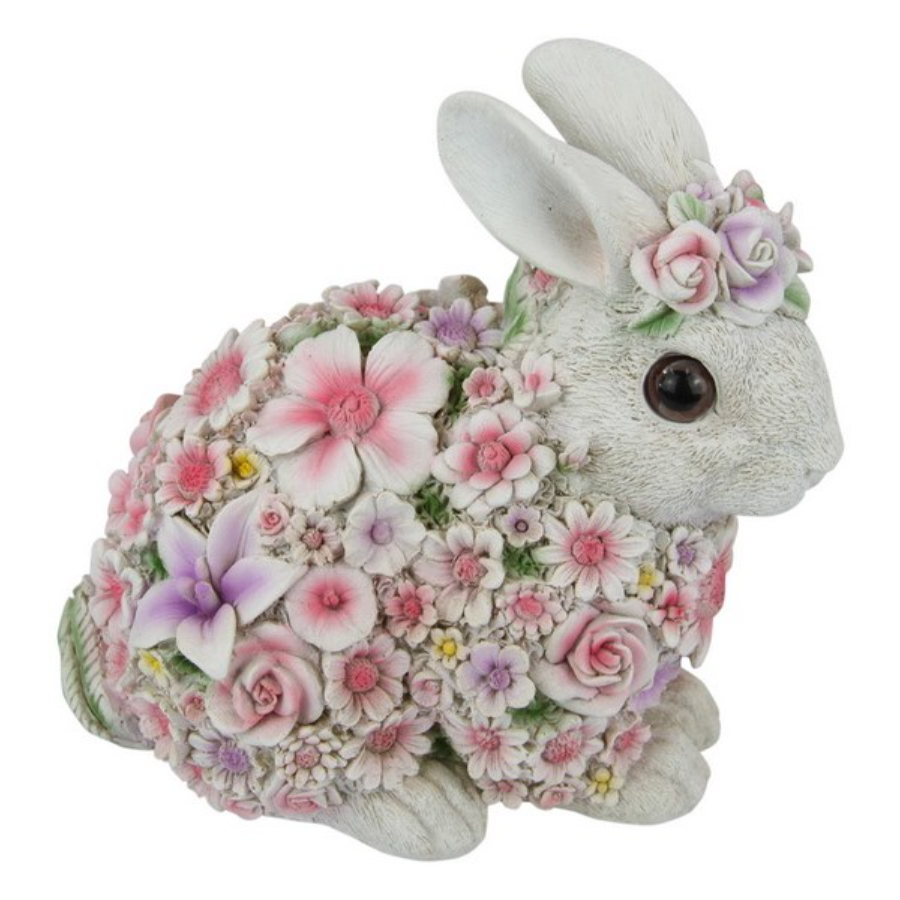 Floral Sitting Bunny Rabbit 19cm