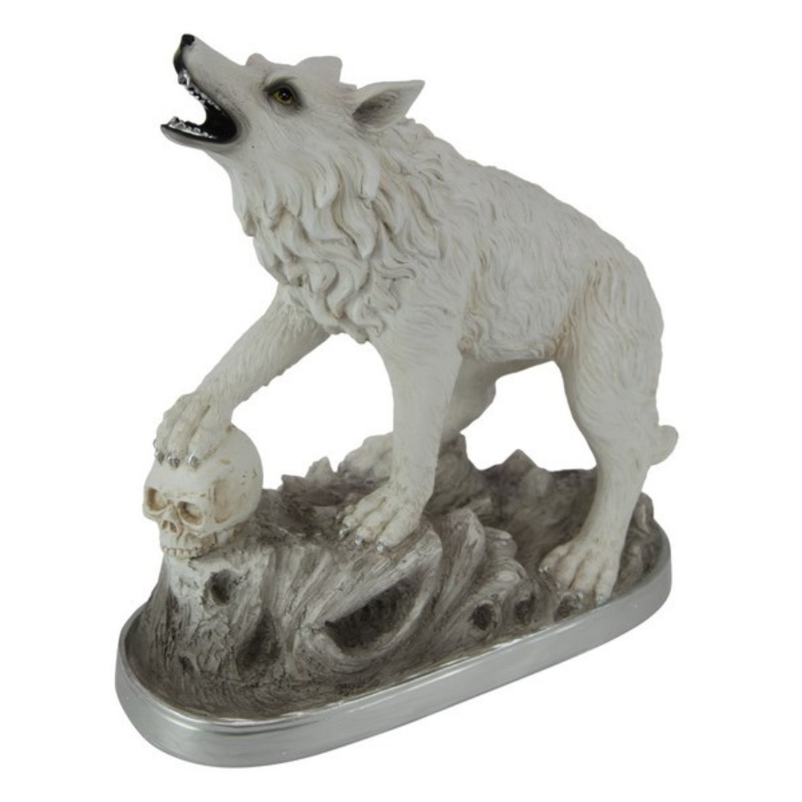 Wolf White Snow On Skull 25cm