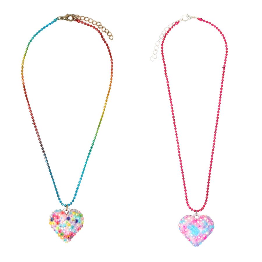 Rhinestone Heart Ballchain Necklace Assorted