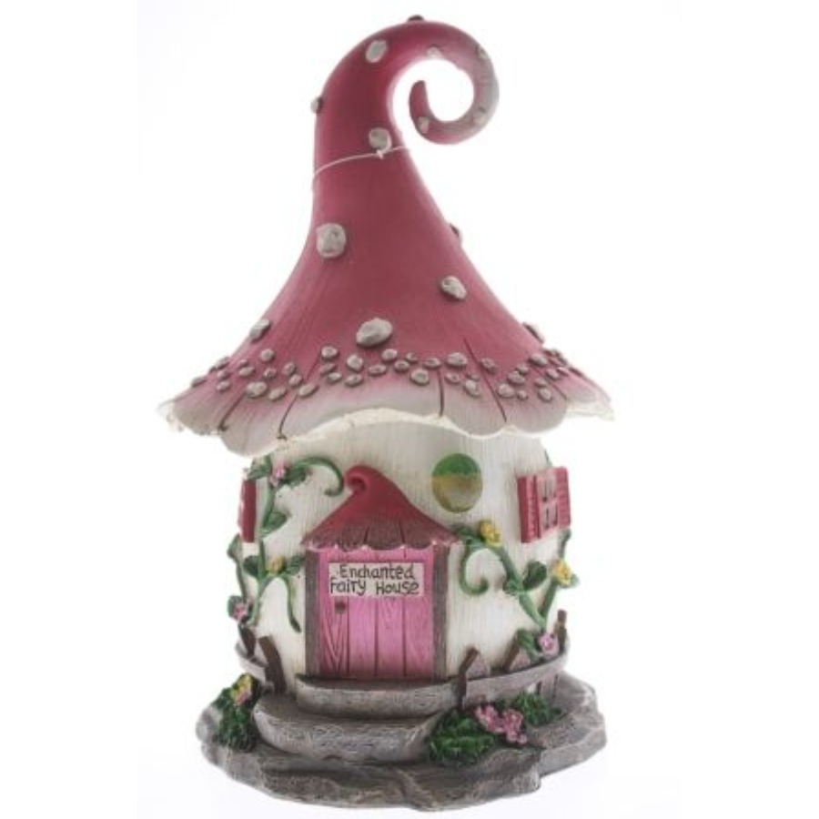 Fairy Solar House Enchanted Pink Swirl Roof