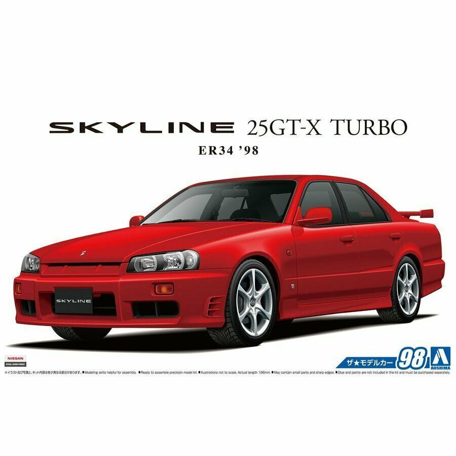 Aoshima Model Kit 1:24 Nissan ER34 Skyline 25GT-X Turbo 98