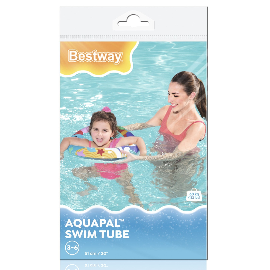 Bestway Inflatable Pool Toy Aqua Pal Swim Tube 51cm Age 3-6 Assorted Designs