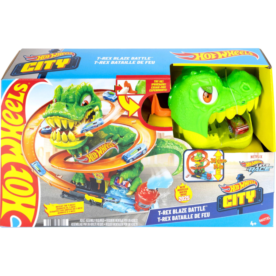 Hot Wheels City T-Rex Vs Fire Station Playset