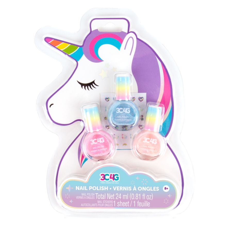 3C4G Unicorn Shimmer Nail Polish 3 Pack & Nail Stickers