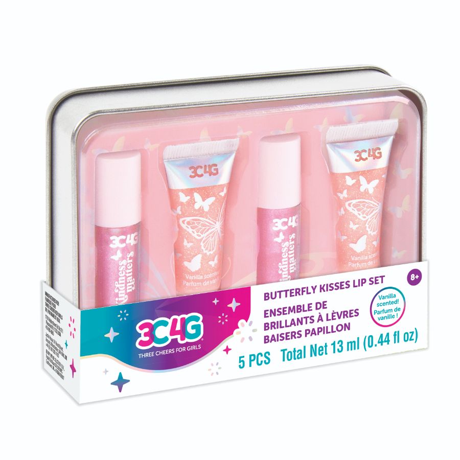3C4G Butterfly Kisses Lip Gloss Set In Tin Case