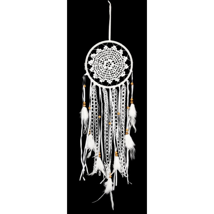 Dream Catcher White Crochet 16cm