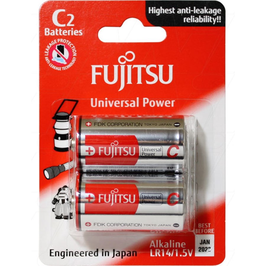 Fujitsu Alkaline 1.5V C Battery 2 Pack