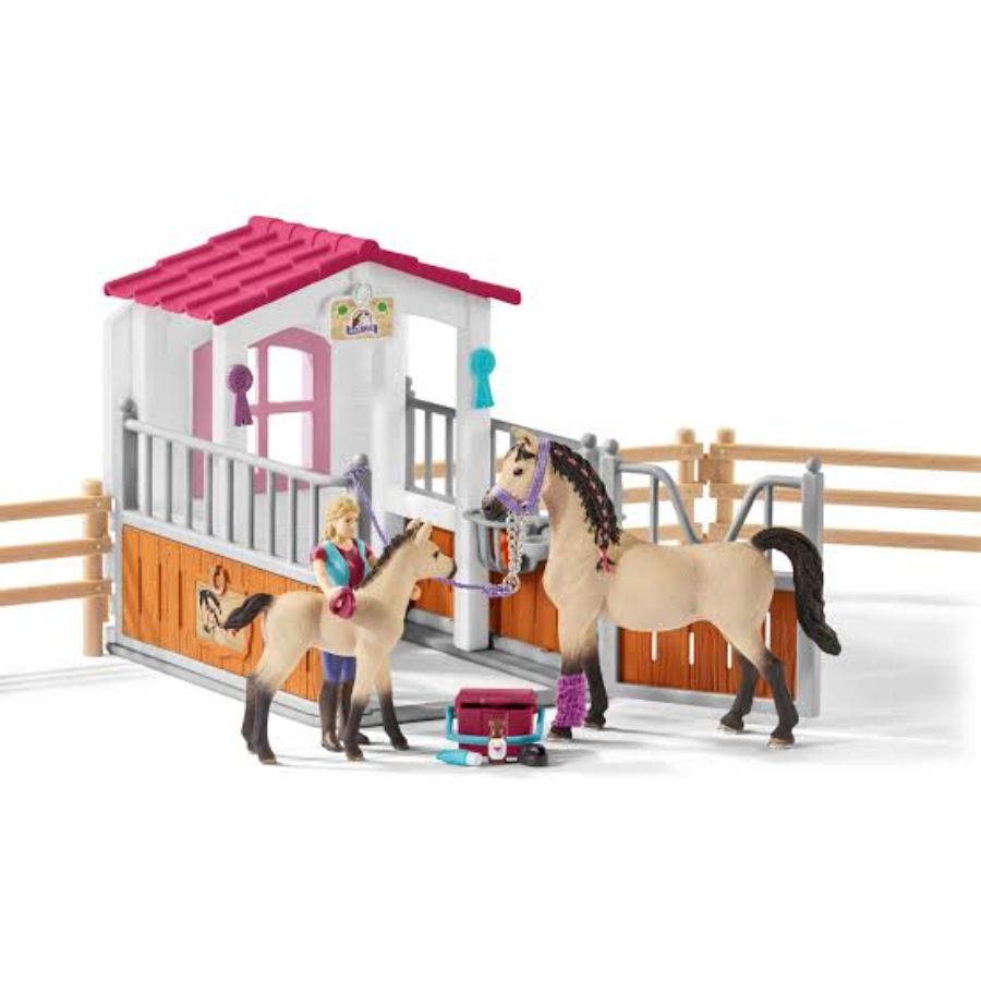 Schleich Horse Stall With Horses & Groom