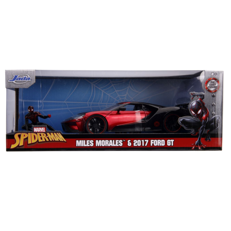 Jada Diecast 1:24 Marvel Superheroes 2017 Ford GT With Miles Morales Spider-Man Figure
